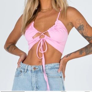 Princess Polly strappy blue crop top